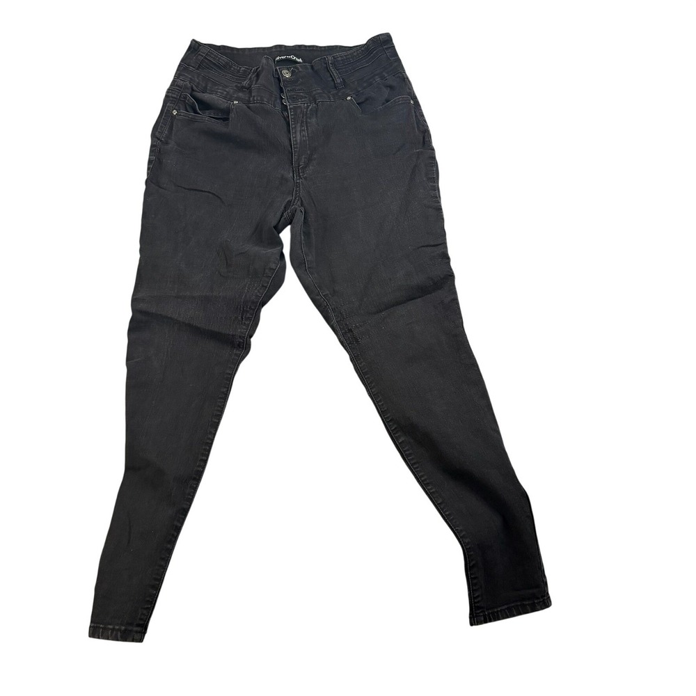 Silver Crush Women Black Wash Skinny Jeans Size 12 High Rise Stretch Denim
